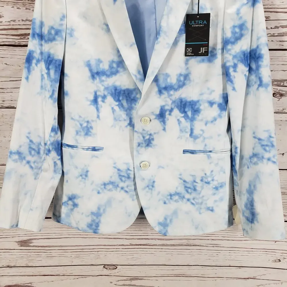 J.Ferrar New Men's Blue Dye Slim Fit Ultra Comfort Blazer Jacket Size 38S